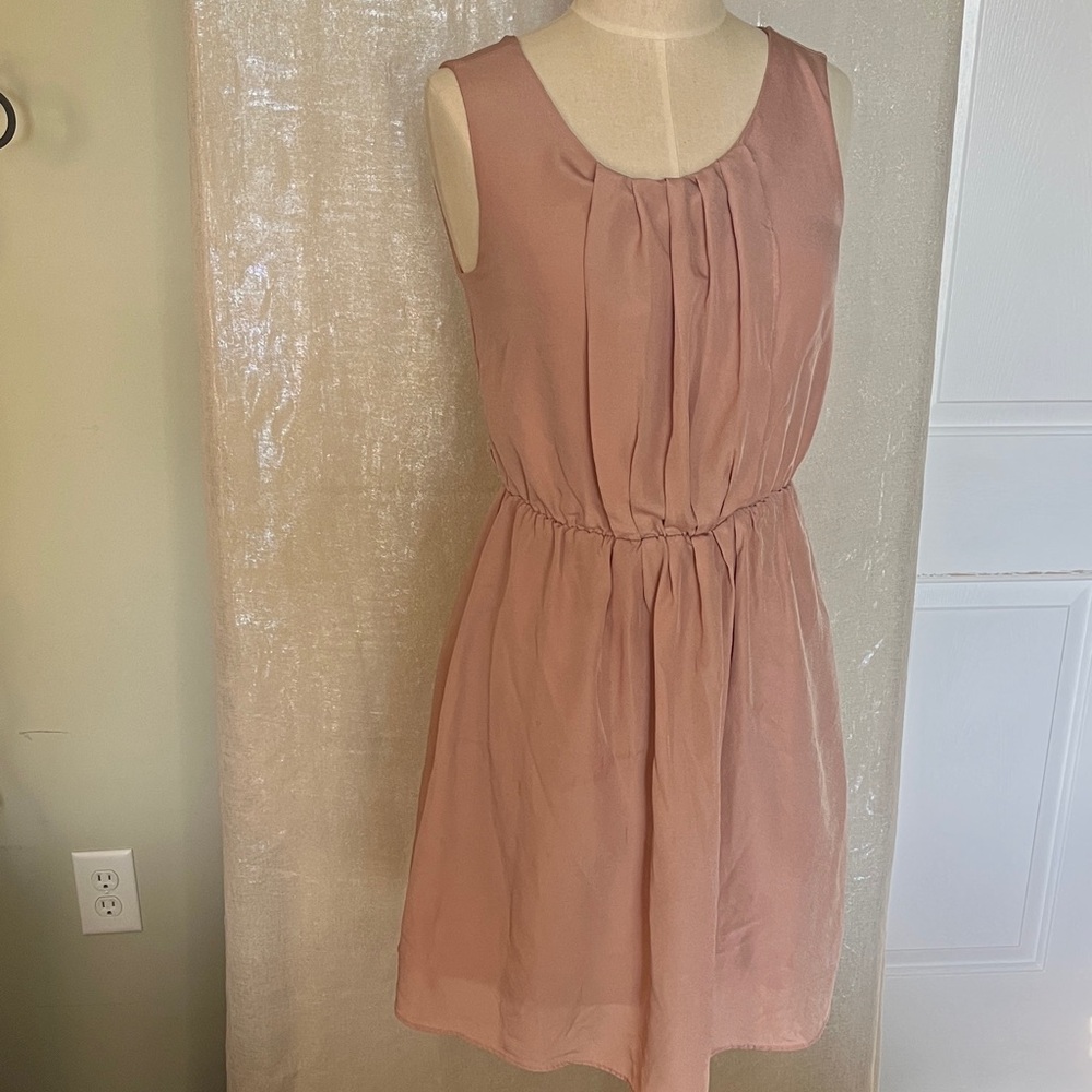 Forever 21 Dusty Rose Sleeveless Pleated Waist Mini Dress